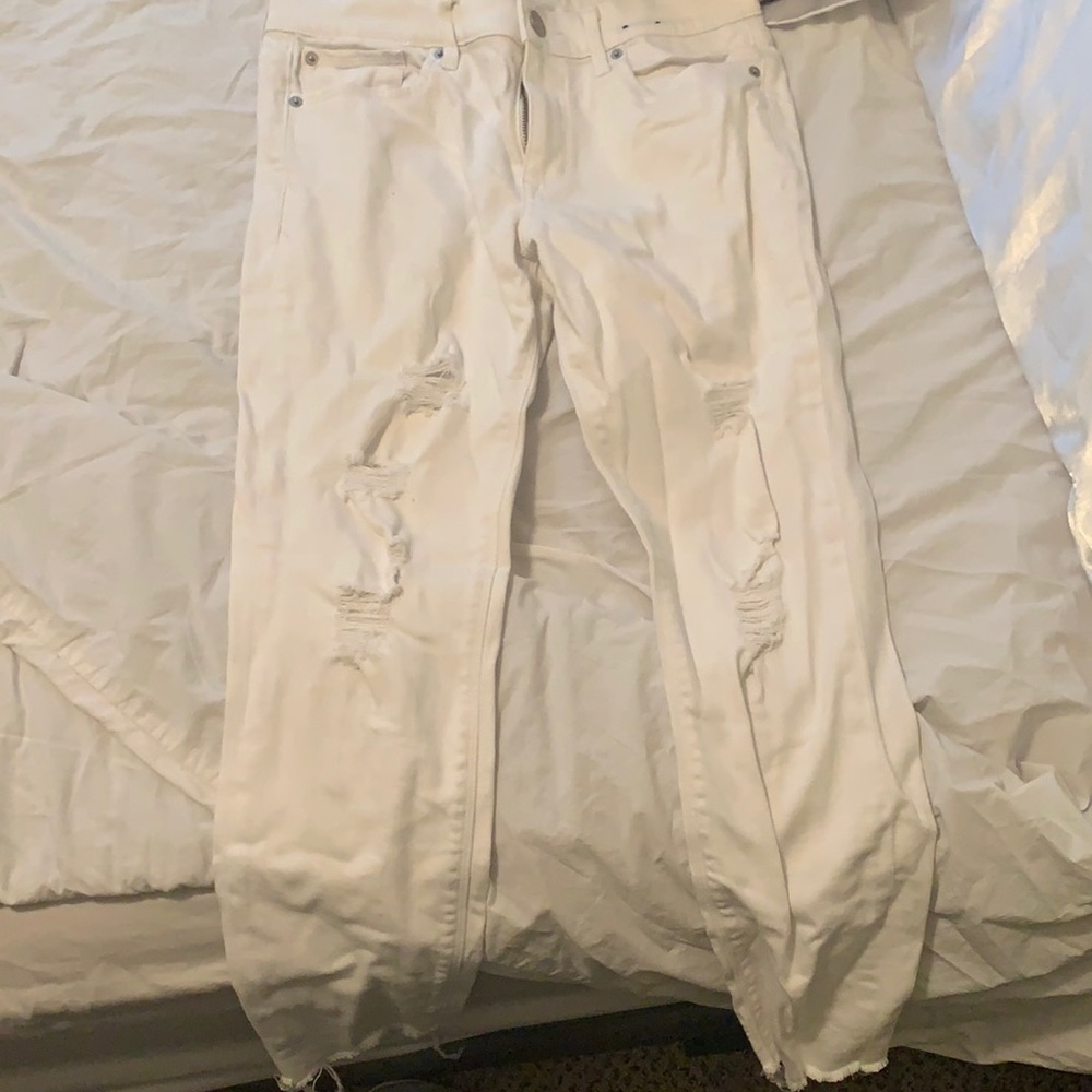 Express cropped white pants
